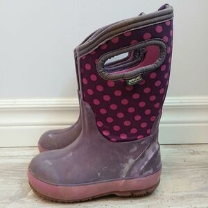 Bogs Flower Dots Winter Boots Girls Size 10 Purple Pink -30°C Waterproof